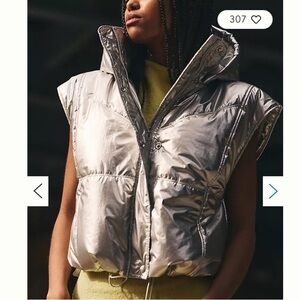 Anthropologie Daily Practice by Anthropologie Metallic Puffer Vest Size XL